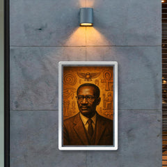 Cheikh Anta Diop beside ancient African symbols poster 2