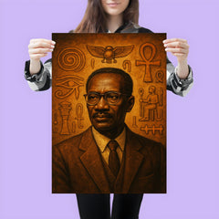 Cheikh Anta Diop beside ancient African symbols poster 3