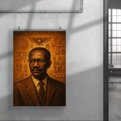 Cheikh Anta Diop beside ancient African symbols poster 4