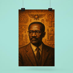 Cheikh Anta Diop beside ancient African symbols poster 6
