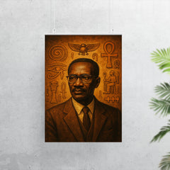 Cheikh Anta Diop beside ancient African symbols poster 7