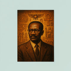 Cheikh Anta Diop beside ancient African symbols poster 8