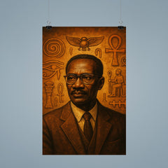 Cheikh Anta Diop beside ancient African symbols poster 9