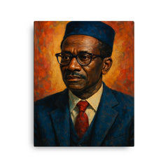 Cheikh Anta Diop scholarly portrait canvas print on a plain backdrop in size 16"x20".