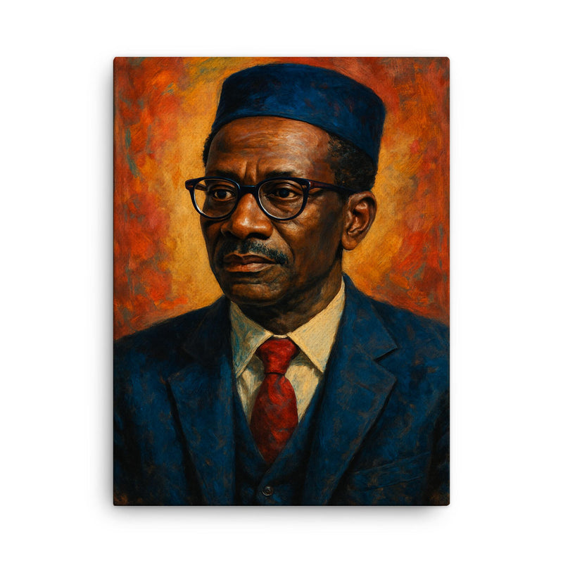 Cheikh Anta Diop scholarly portrait canvas print on a plain backdrop in size 18