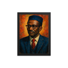 Cheikh Anta Diop scholarly portrait framed print on a plain backdrop in size 12"x16".