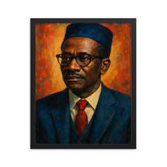 Cheikh Anta Diop scholarly portrait framed print on a plain backdrop in size 16"x20".