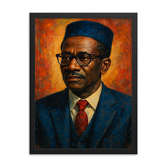 Cheikh Anta Diop scholarly portrait framed print on a plain backdrop in size 18"x24".