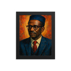 Cheikh Anta Diop scholarly portrait framed print on a plain backdrop in size 8"x10".