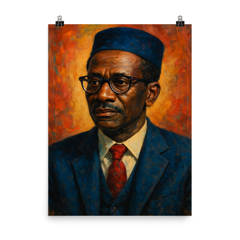 Cheikh Anta Diop scholarly portrait poster on a plain backdrop in size 8