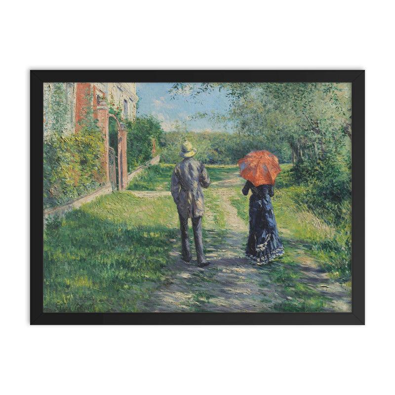Chemin Montant by Gustave Caillebotte framed print on a plain backdrop in size 18