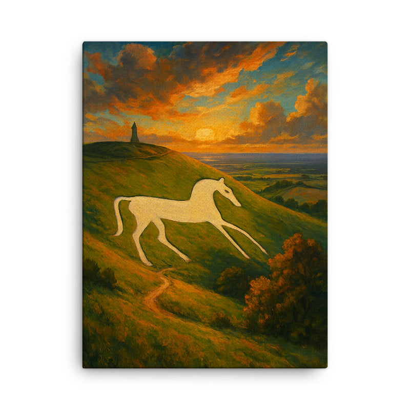 Cherhill White Horse England canvas print on a plain backdrop in size 18