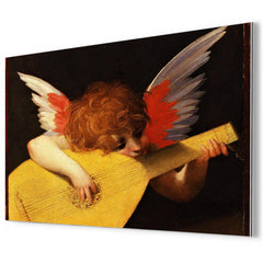 Cherub Playing a Lute by Fiorentino metal print mockup