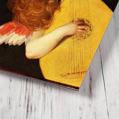 Cherub Playing a Lute by Fiorentino metal print mockup