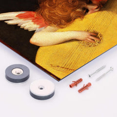 Cherub Playing a Lute by Fiorentino metal print mockup