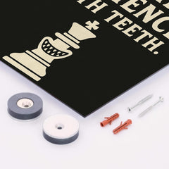 Chess teaches patience with teeth metal print mockup