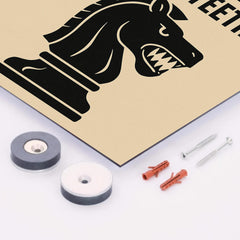 Chess teaches patience with teeth metal print mockup