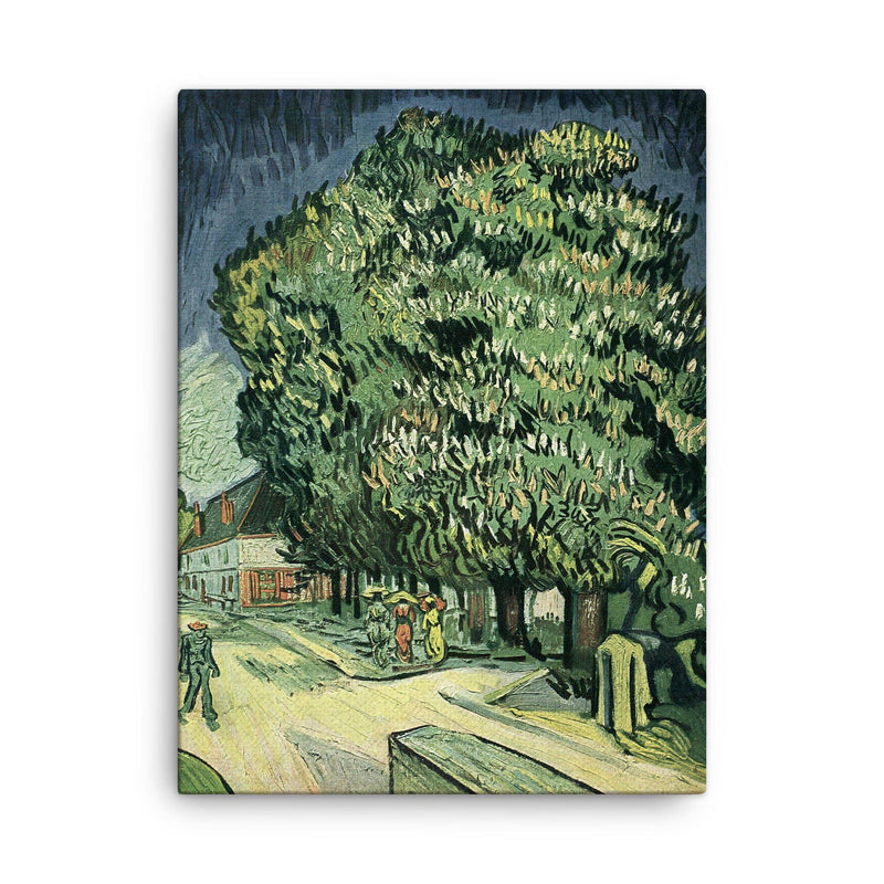 Chestnut Trees in Blossom by Vincent van Gogh, 1890 canvas print on a plain backdrop in size 18