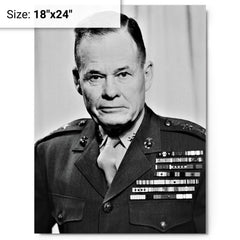 Chesty Puller metal print on a plain backdrop in size 18"x24".