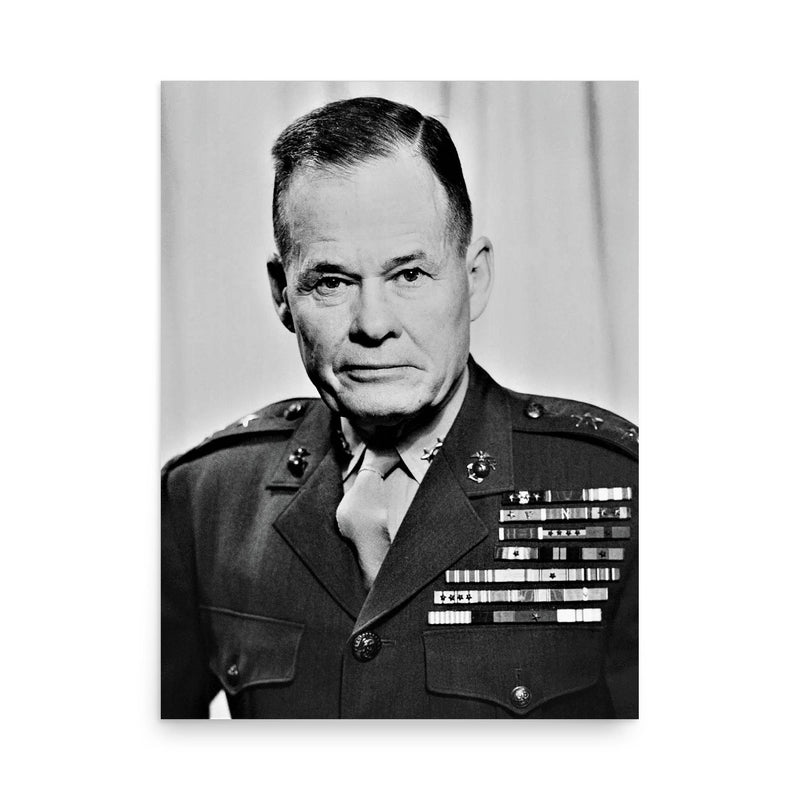 Chesty Puller poster on a plain backdrop in size 18