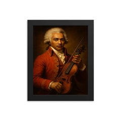 Chevalier de Saint Georges framed print on a plain backdrop in size 8"x10".