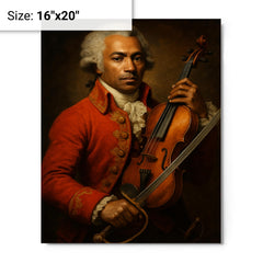 Chevalier de Saint Georges violin and saber portrait metal print on a plain backdrop in size 16"x20".