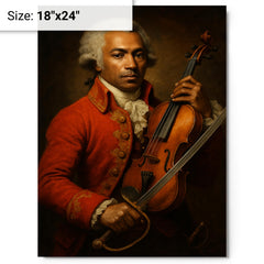 Chevalier de Saint Georges violin and saber portrait metal print on a plain backdrop in size 18"x24".