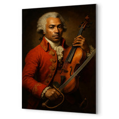 Chevalier de Saint Georges violin and saber portrait metal print mockup