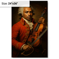Chevalier de Saint Georges violin and saber portrait metal print on a plain backdrop in size 24"x36".