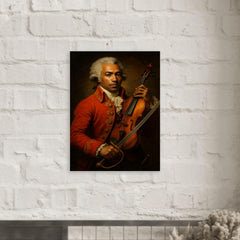 Chevalier de Saint Georges violin and saber portrait metal print mockup