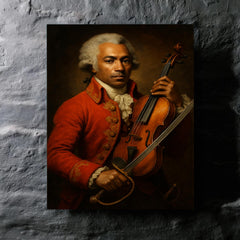 Chevalier de Saint Georges violin and saber portrait metal print mockup