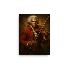 Chevalier de Saint Georges with violin and rapier canvas print on a plain backdrop in size 12"x16".