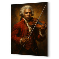 Chevalier de Saint Georges with violin and rapier metal print mockup