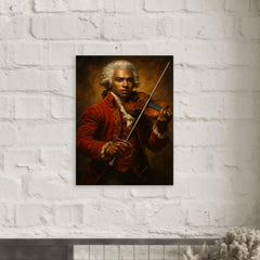 Chevalier de Saint Georges with violin and rapier metal print mockup