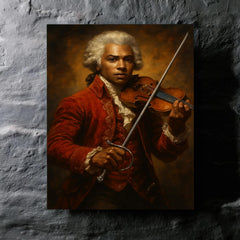 Chevalier de Saint Georges with violin and rapier metal print mockup