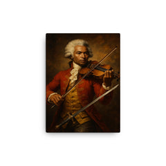 Chevalier de Saint Georges with violin and sword canvas print on a plain backdrop in size 12"x16".