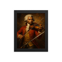 Chevalier de Saint Georges with violin and sword framed print on a plain backdrop in size 8"x10".