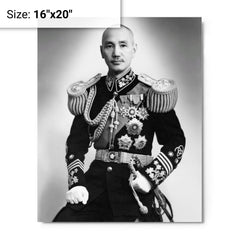 Chiang Kai-shek metal print on a plain backdrop in size 16"x20".