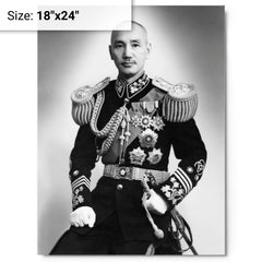 Chiang Kai-shek metal print on a plain backdrop in size 18"x24".