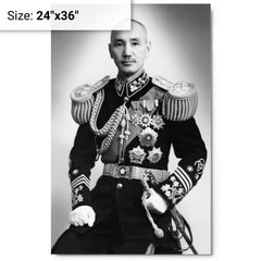 Chiang Kai-shek metal print on a plain backdrop in size 24"x36".