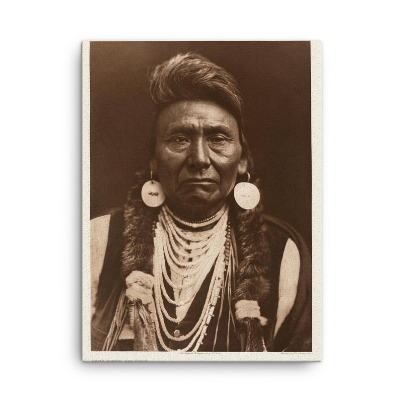Chief Joseph canvas print on a plain backdrop in size 18