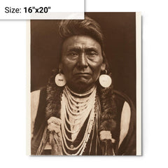 Chief Joseph metal print on a plain backdrop in size 16"x20".