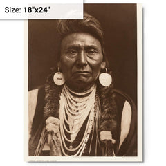 Chief Joseph metal print on a plain backdrop in size 18"x24".