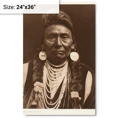 Chief Joseph metal print on a plain backdrop in size 24"x36".