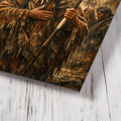 Chief Joseph surrender speech in autumn rain metal print mockup