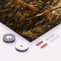 Chief Joseph surrender speech in autumn rain metal print mockup