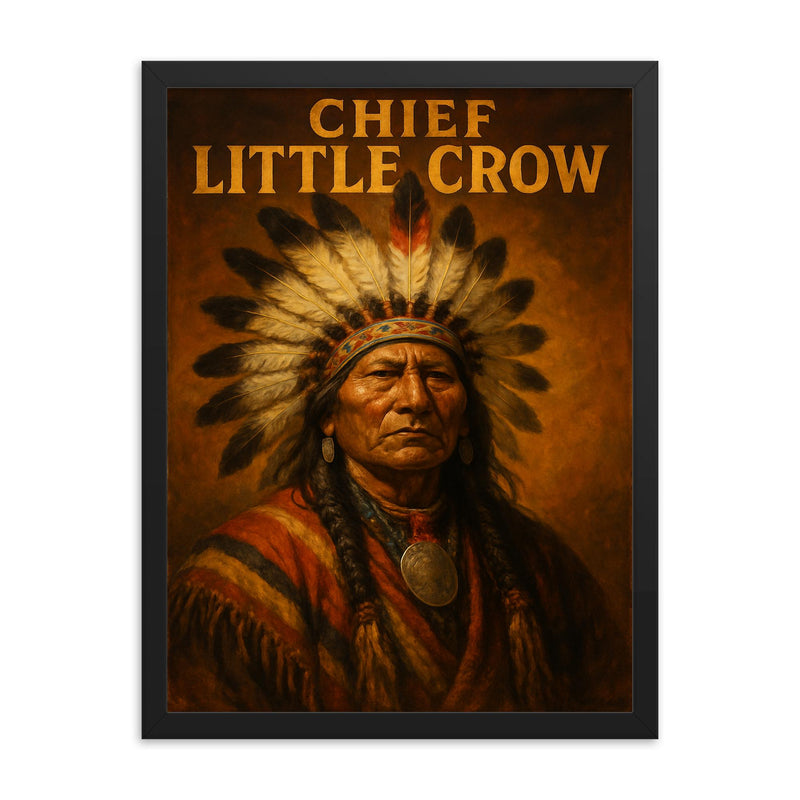 Chief Little Crow framed print on a plain backdrop in size 18