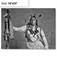 Chief Little Crow metal print on a plain backdrop in size 18"x24".