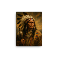 Chief Poundmaker canvas print on a plain backdrop in size 12"x16".