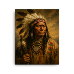 Chief Poundmaker canvas print on a plain backdrop in size 16"x20".